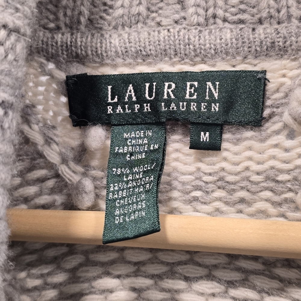 RALPH LAUREN WOOL Cardigan Grey Knit Southwestern Pattern Size M - Picture 5 of 13